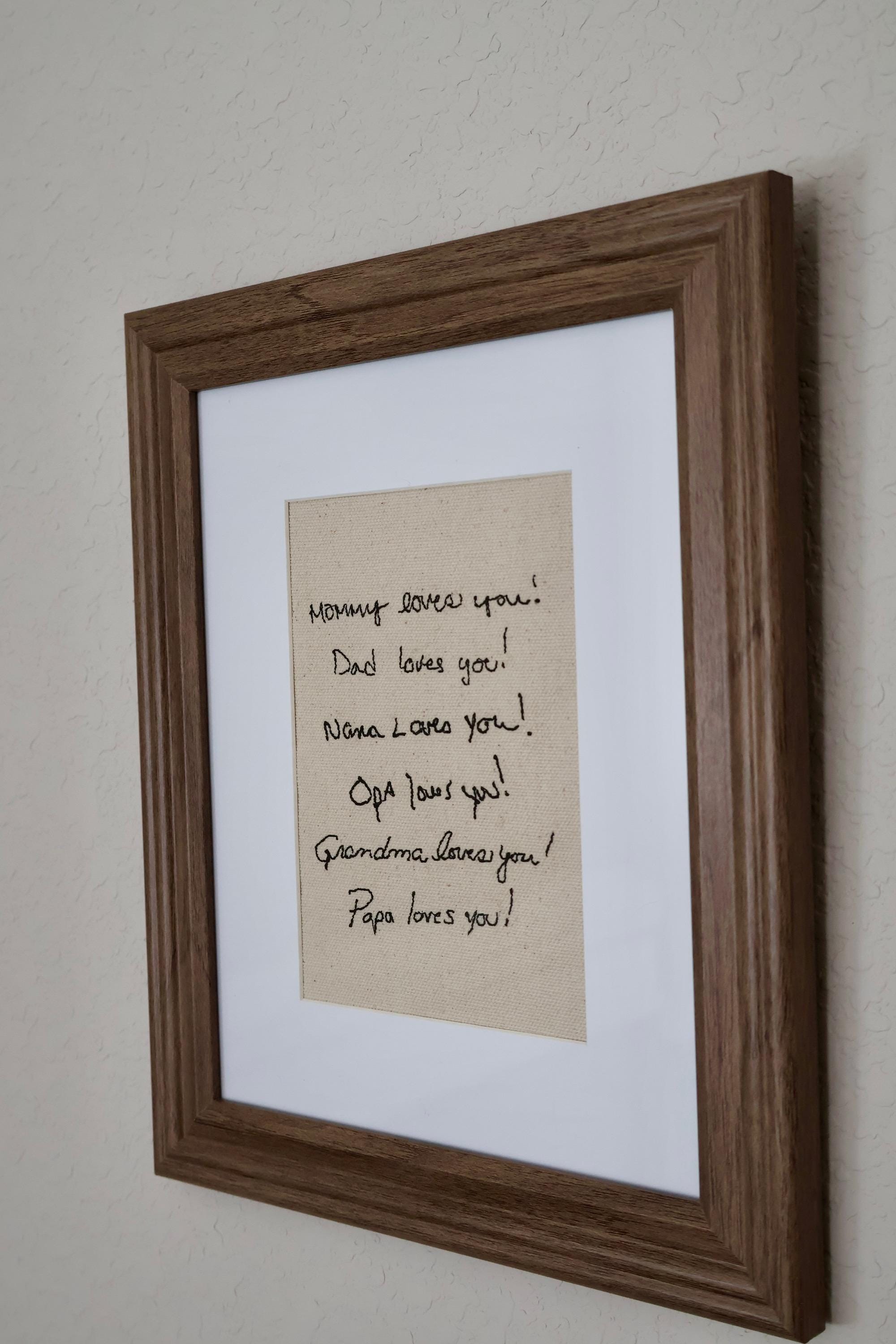Custom Handwriting Embroidered Canvas | 8x10