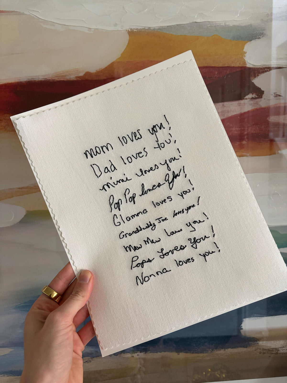 Custom Handwriting Embroidered Canvas | 8x10