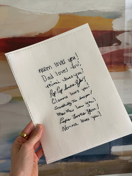 Custom Handwriting Embroidered Canvas | 8x10"