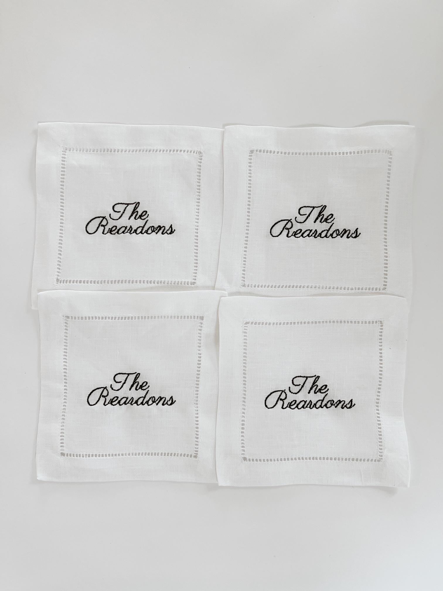 Embroidered Last Name Napkins | Set of 4