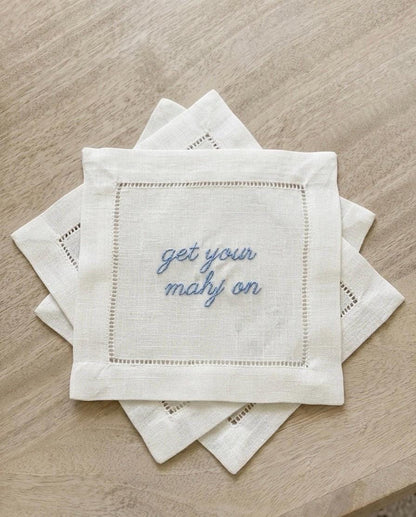 Mahjong Embroidered Cocktail Napkins - Set of 4