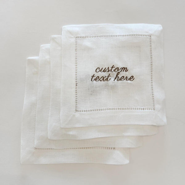 Custom Embroidered Cocktail Napkins | Set of 4