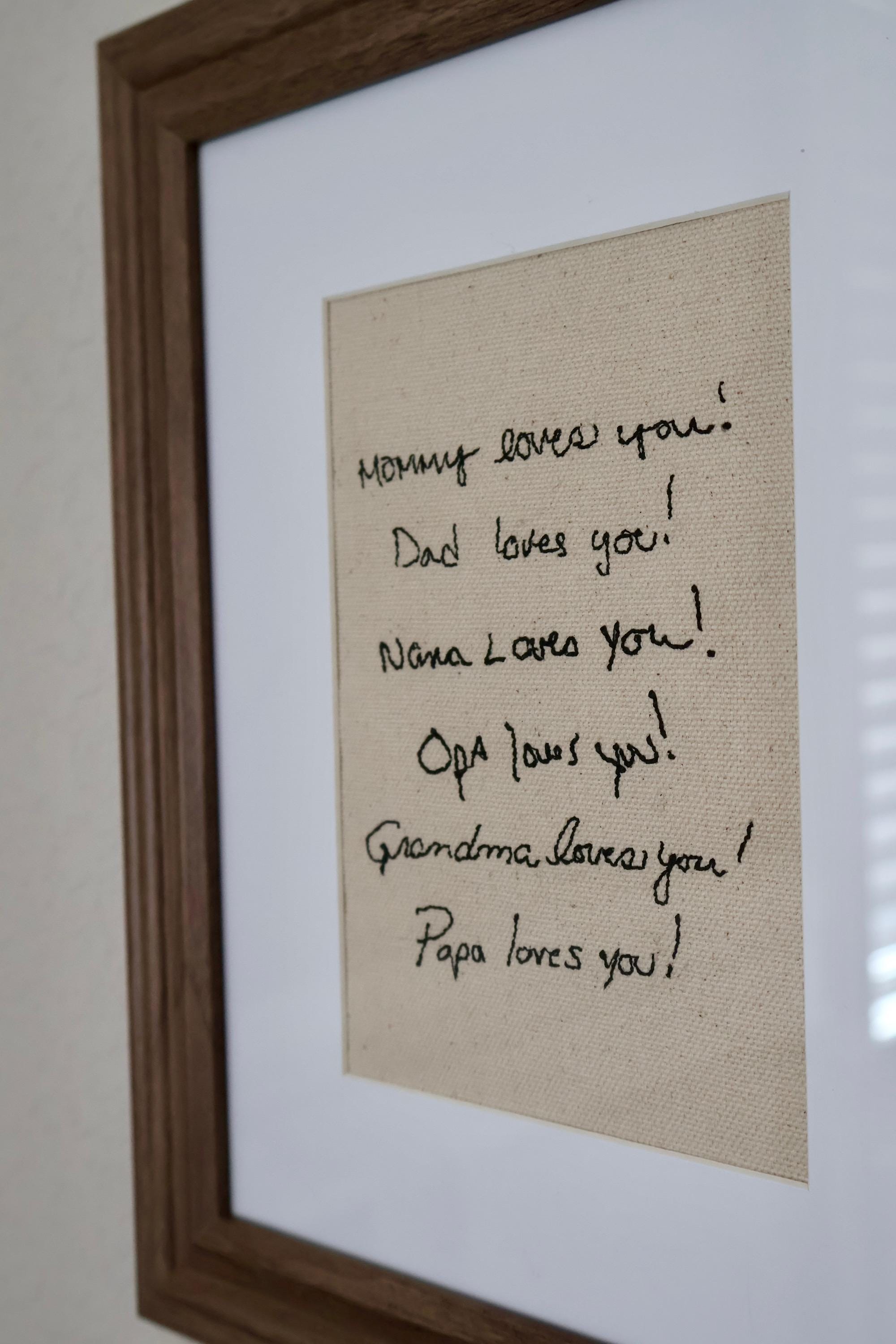 Custom Handwriting Embroidered Canvas | 8x10