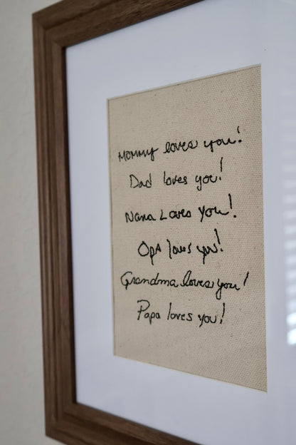 Custom Handwriting Embroidered Canvas | 8x10"