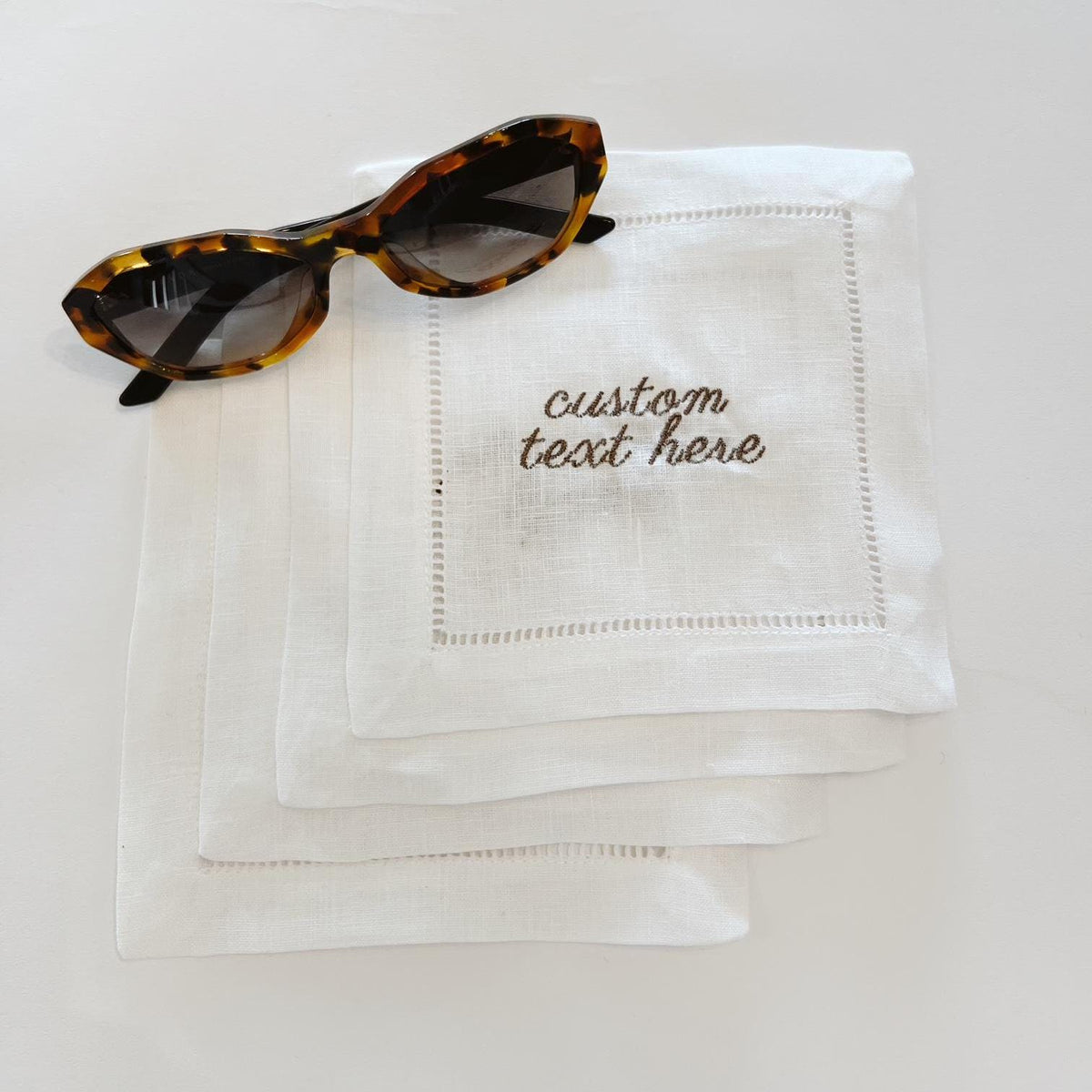 Custom Embroidered Cocktail Napkins | Set of 4