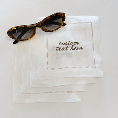 Custom Embroidered Cocktail Napkins | Set of 4