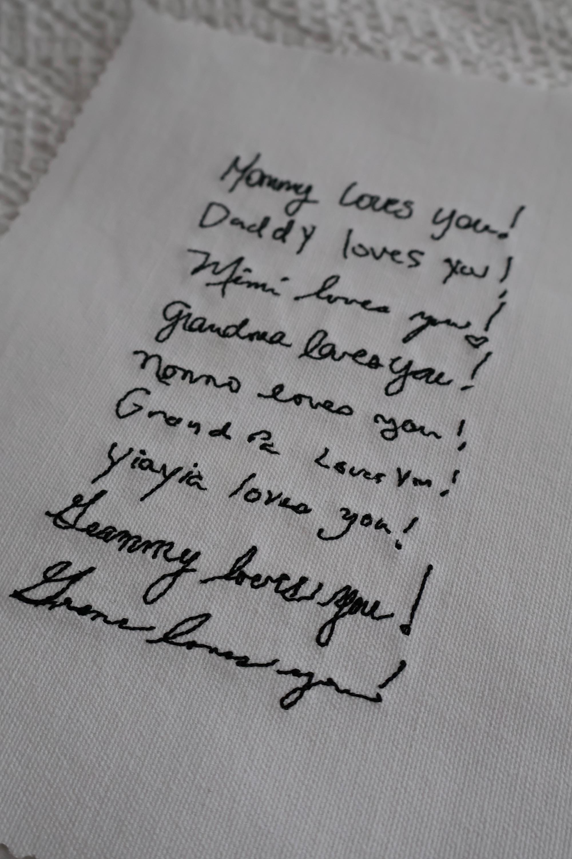 Custom Handwriting Embroidered Canvas | 8x10