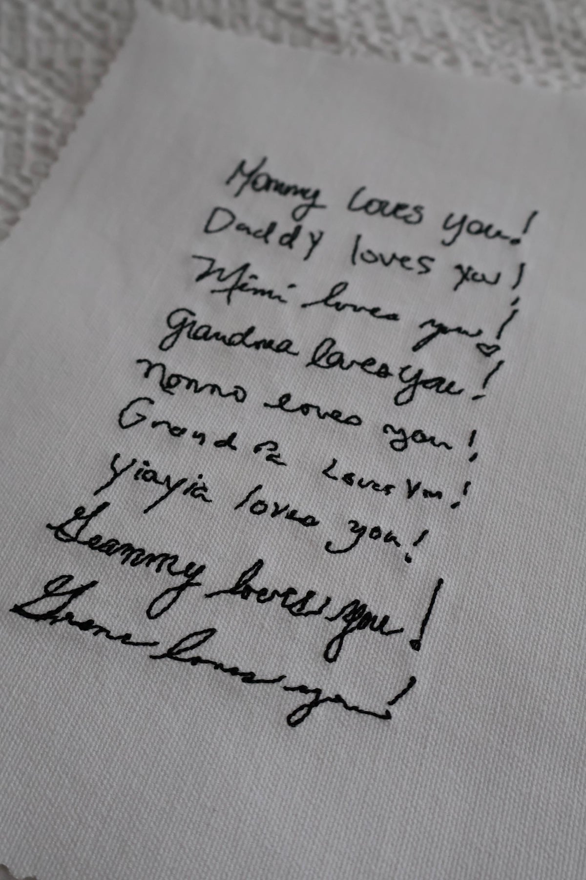 Custom Handwriting Embroidered Canvas | 8x10"