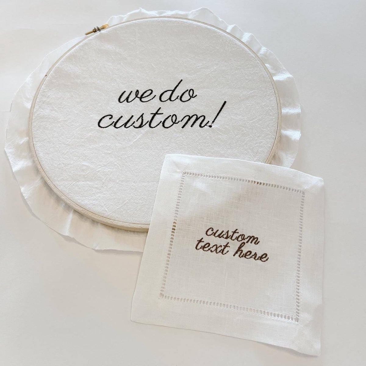Custom Embroidered Cocktail Napkins | Set of 4