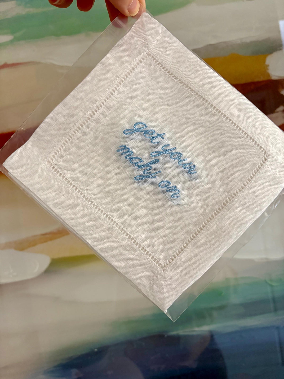 Mahjong Embroidered Cocktail Napkins - Set of 4