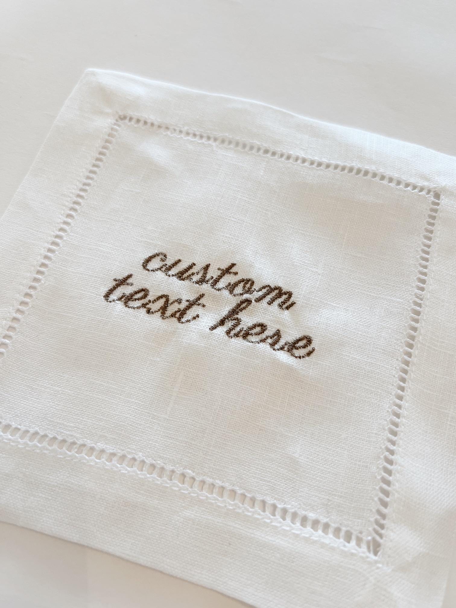 Custom Embroidered Cocktail Napkins | Set of 4