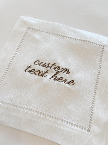 Custom Embroidered Cocktail Napkins | Set of 4